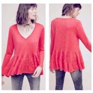 EUC Anthropologie Deletta Thea Ruffle Peplum Loose Fit Tunic Top